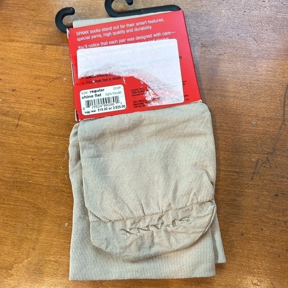 Spanx chino flat topless trouser socks size regular neutral cream new